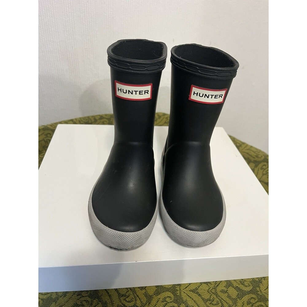 Hunter First Classic Unisex Kids Black Rain Boots UK 6 US 7. EU 23